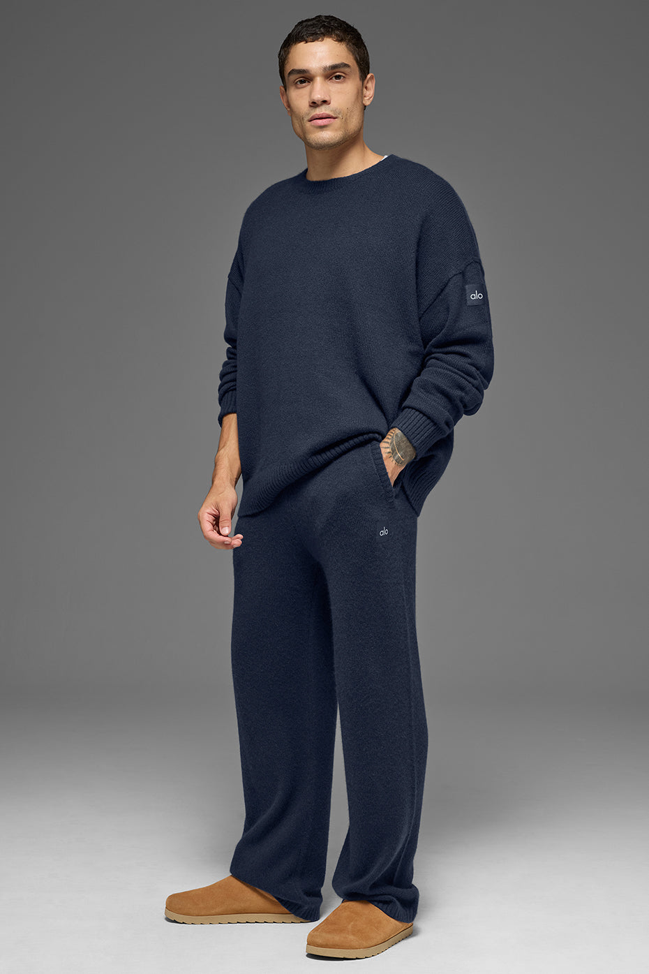 Unisex Wool Cashmere New Class Crewneck Sweater - Navy image 5