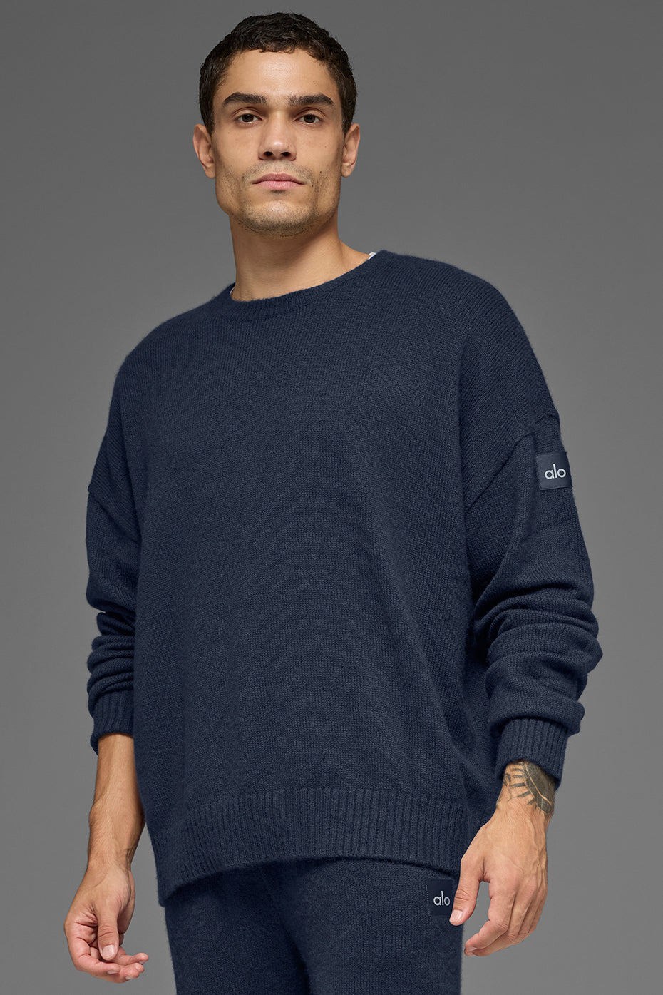 Unisex Wool Cashmere New Class Crewneck Sweater - Navy image 1