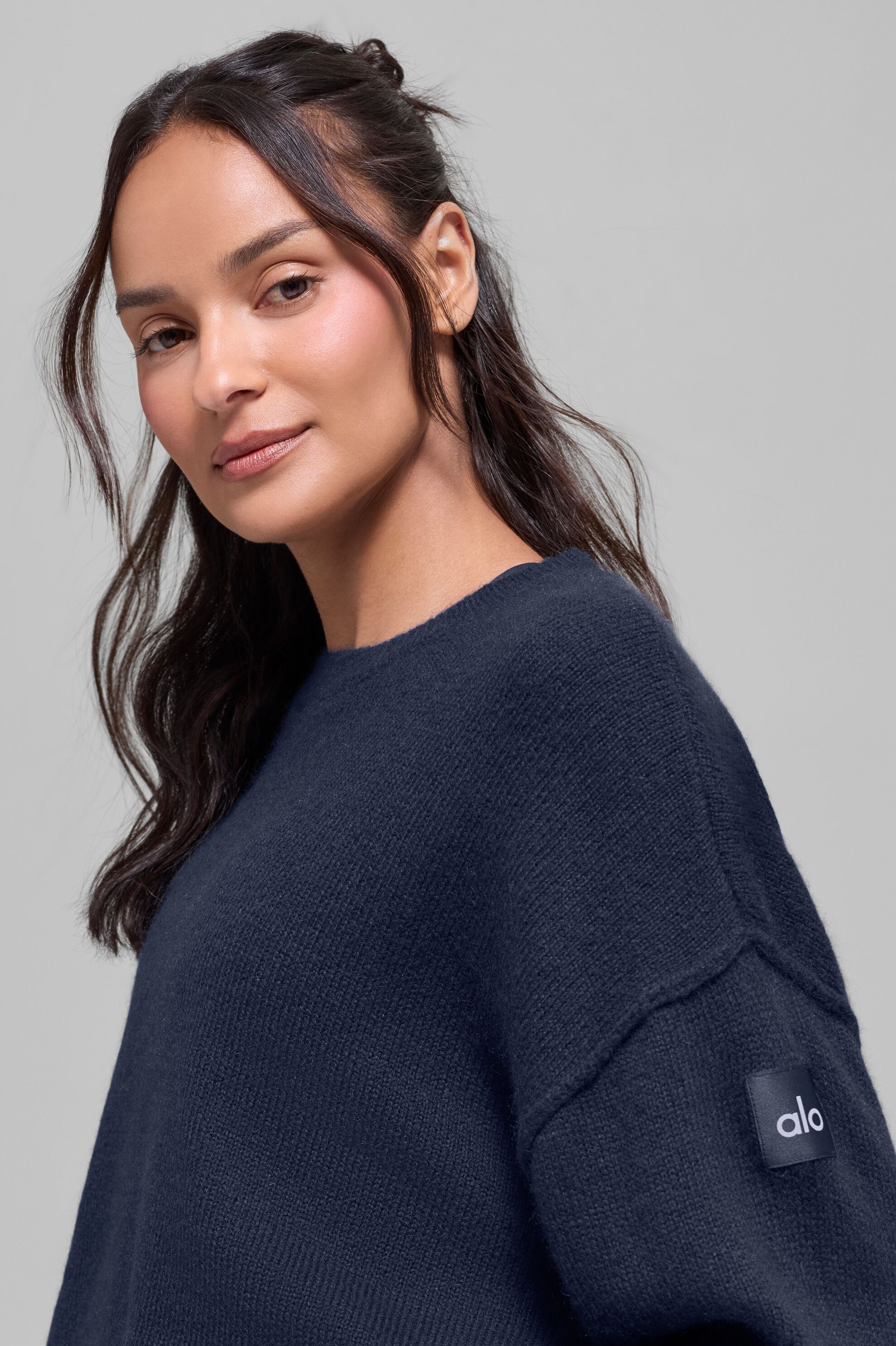 Unisex Wool Cashmere New Class Crewneck Sweater - Navy image 2