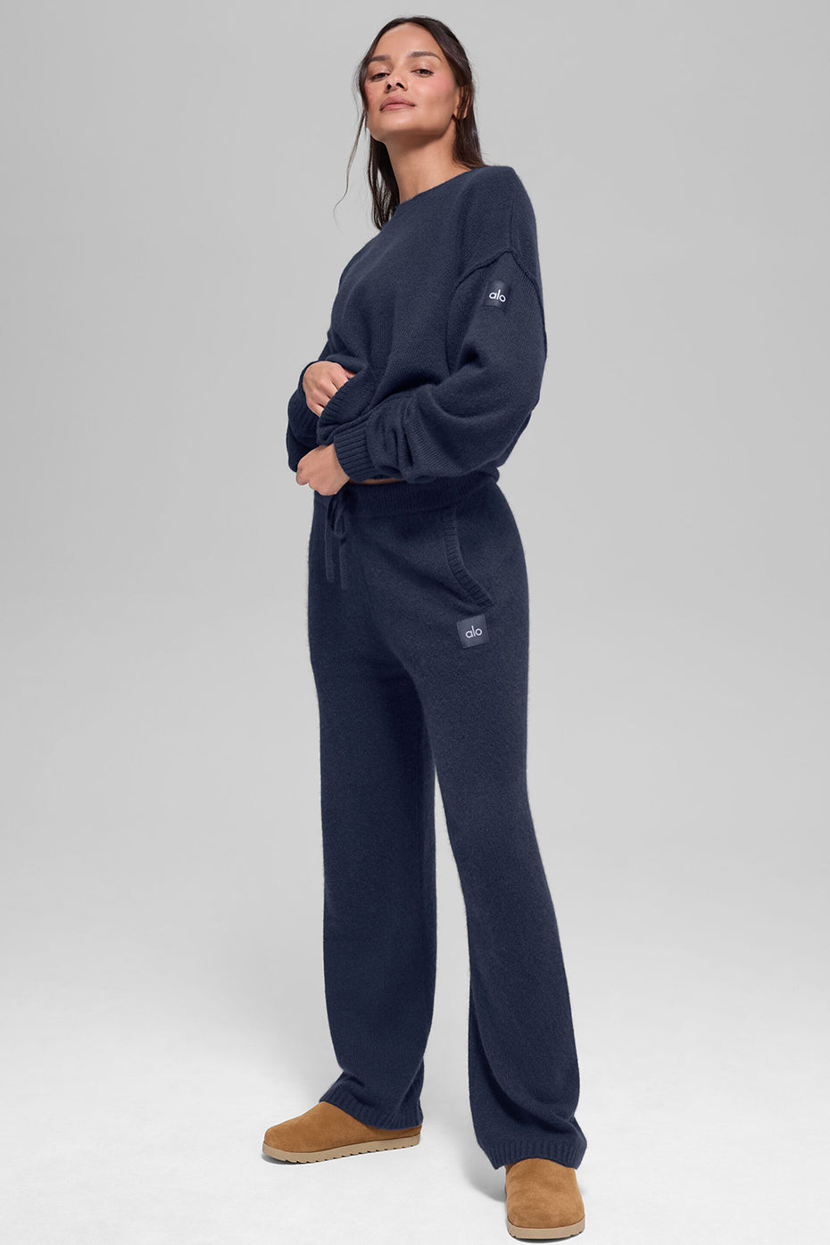 Unisex Wool Cashmere New Class Crewneck Sweater - Navy image 4