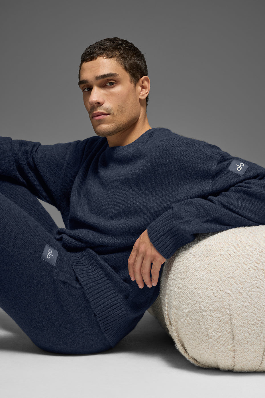 Unisex Wool Cashmere New Class Crewneck Sweater - Navy image 4