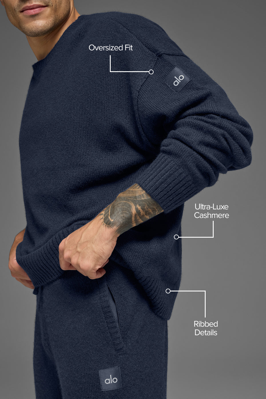 Unisex Wool Cashmere New Class Crewneck Sweater - Navy image 2