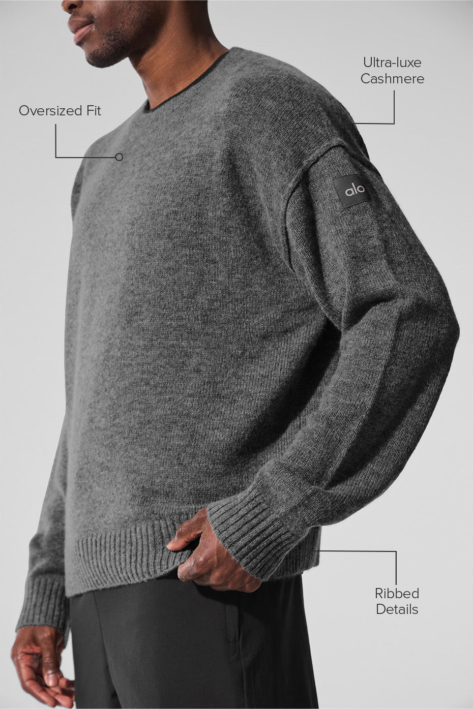 Unisex Wool Cashmere New Class Crewneck Sweater - Platinum Grey image 2