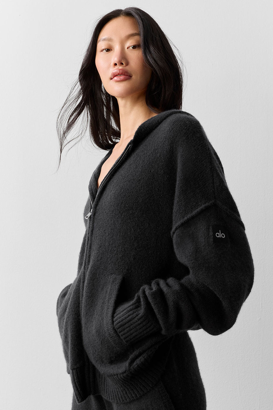 Wool Cashmere New Class Full Zip Hoodie - Black image 2