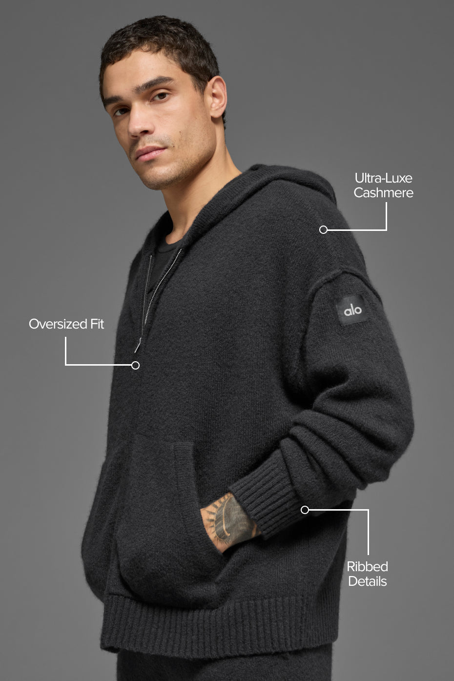 Wool Cashmere New Class Full Zip Hoodie - Black image 2