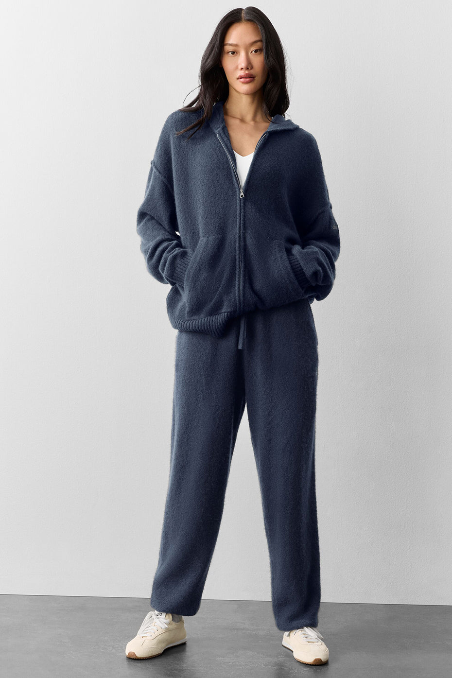 Wool Cashmere New Class Full Zip Hoodie - Navy image 5
