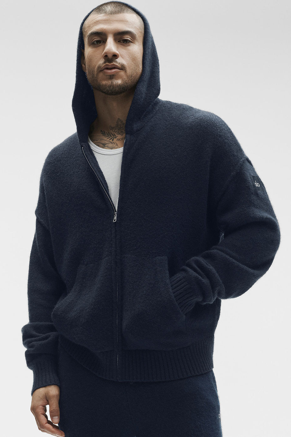 Wool Cashmere New Class Full Zip Hoodie - Navy image 1