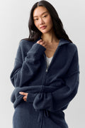 Wool Cashmere New Class Full Zip Hoodie - Navy image 1