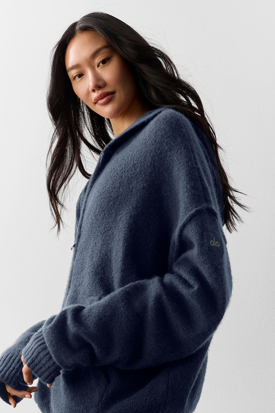 Wool Cashmere New Class Full Zip Hoodie - Navy image 4