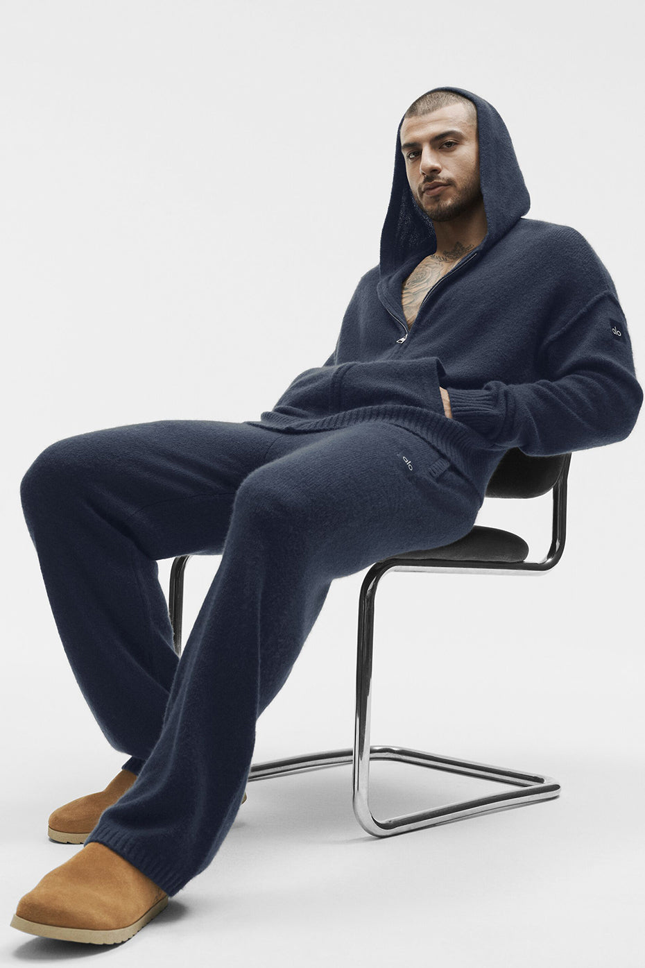 Wool Cashmere New Class Full Zip Hoodie - Navy image 4