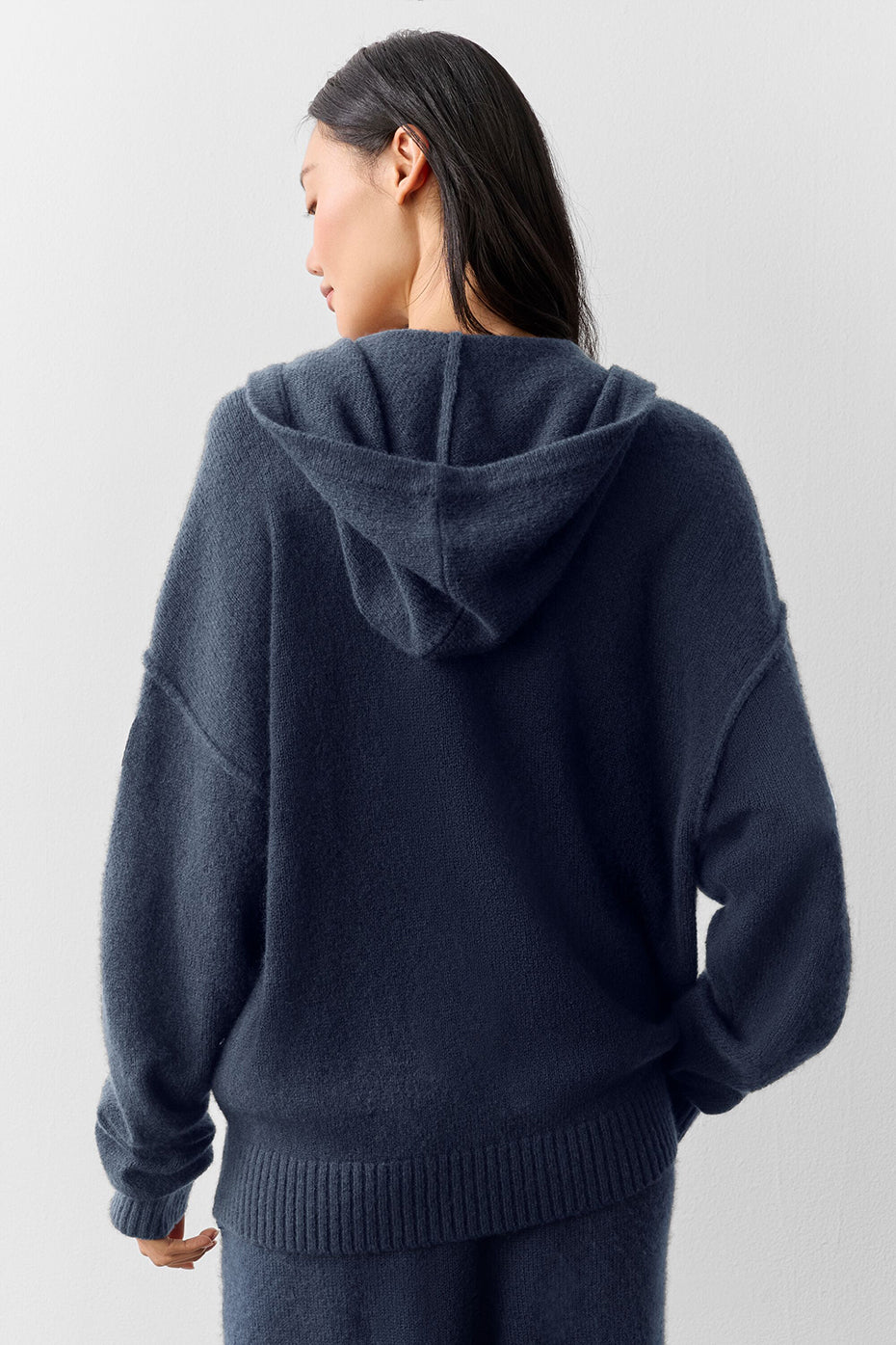 Wool Cashmere New Class Full Zip Hoodie - Navy image 3