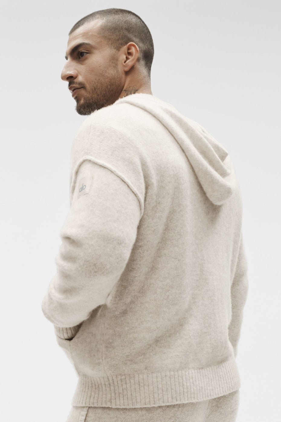Wool Cashmere New Class Full Zip Hoodie - Oatmeal Heather image 4