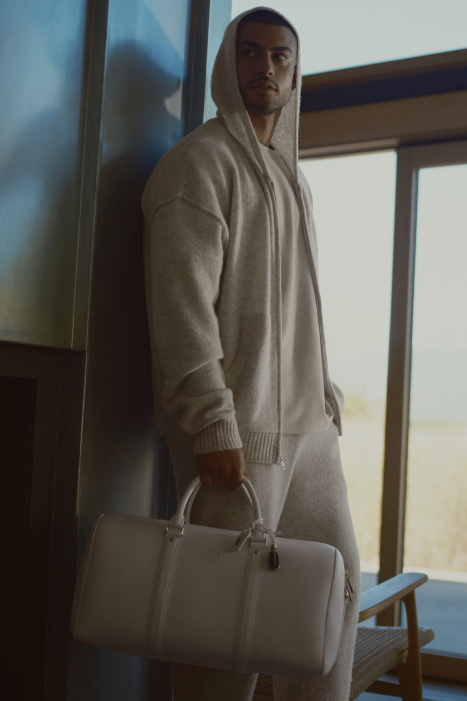 Wool Cashmere New Class Full Zip Hoodie - Oatmeal Heather image 1