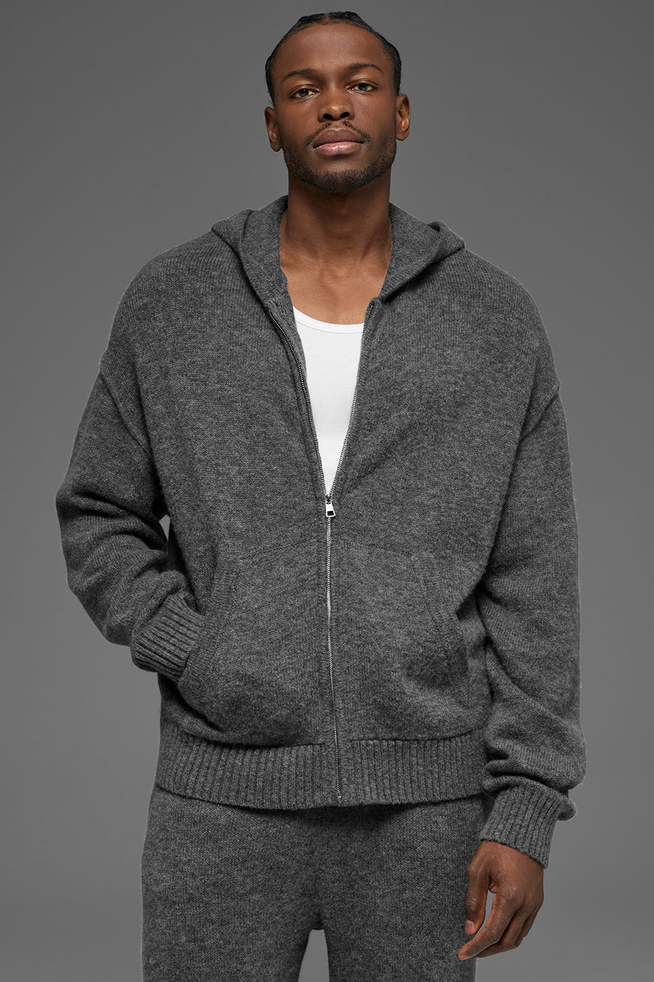 Wool Cashmere New Class Full Zip Hoodie - Platinum Grey image 1