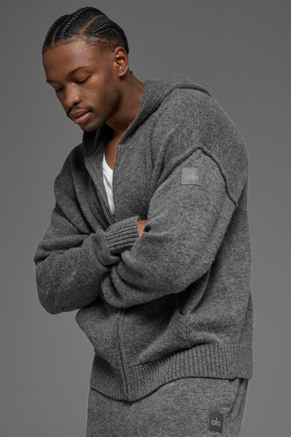 Wool Cashmere New Class Full Zip Hoodie - Platinum Grey image 3