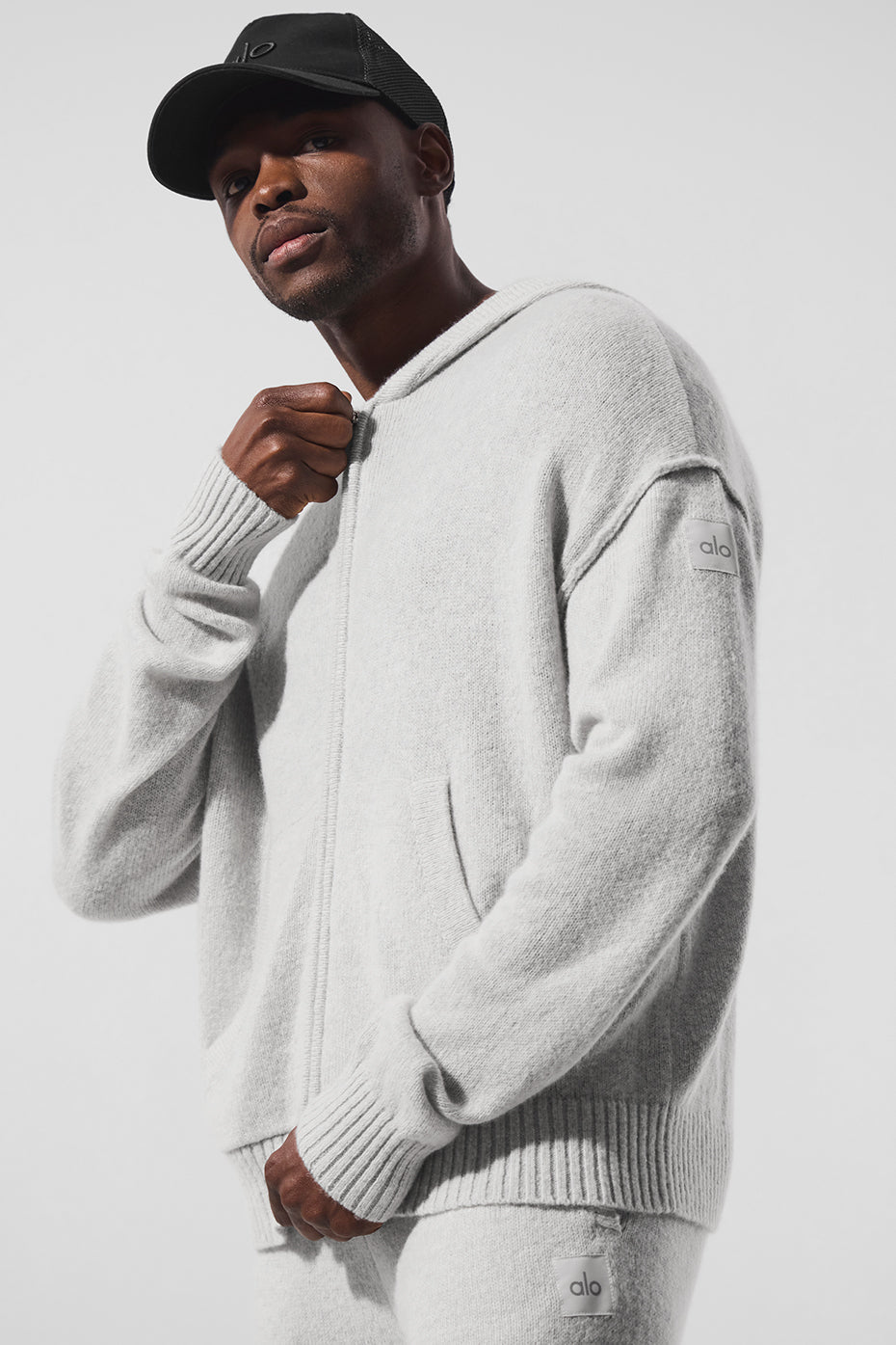 Wool Cashmere New Class Full Zip Hoodie - Pearl Grey Heather image 1