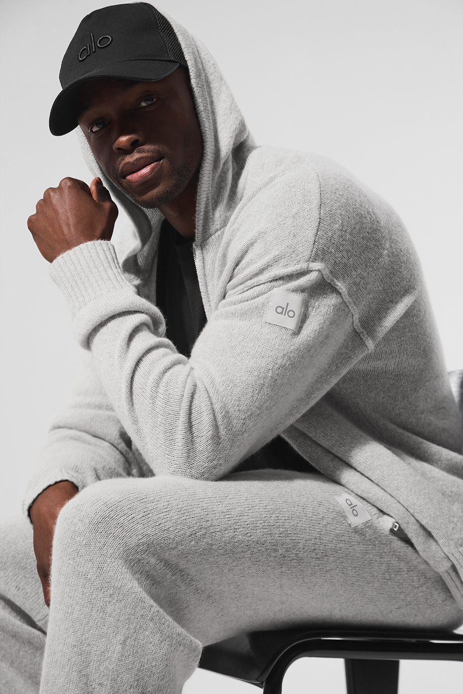 Wool Cashmere New Class Full Zip Hoodie - Pearl Grey Heather image 2