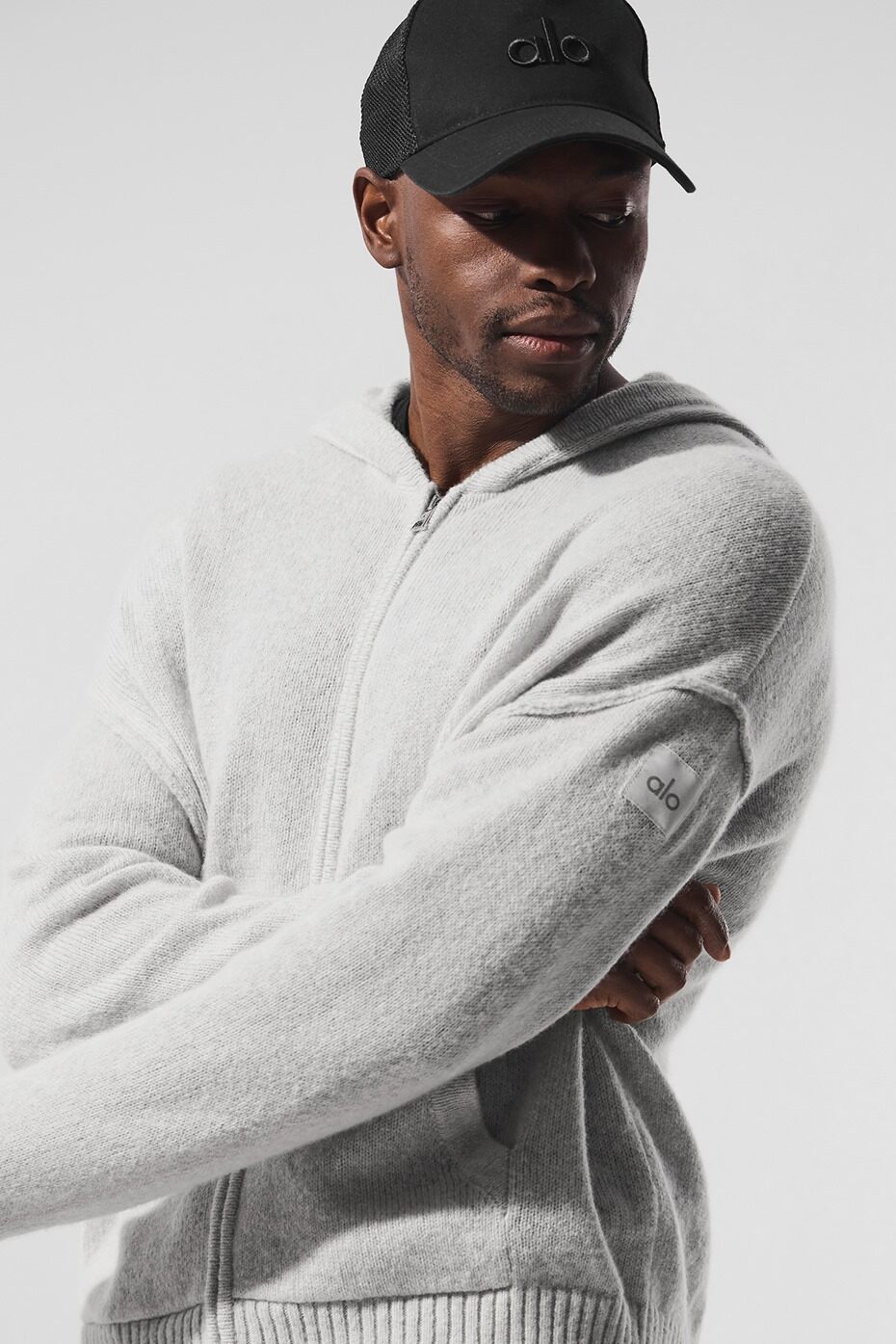 Wool Cashmere New Class Full Zip Hoodie - Pearl Grey Heather image 4