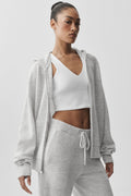 Wool Cashmere New Class Full Zip Hoodie - White Heather image 1