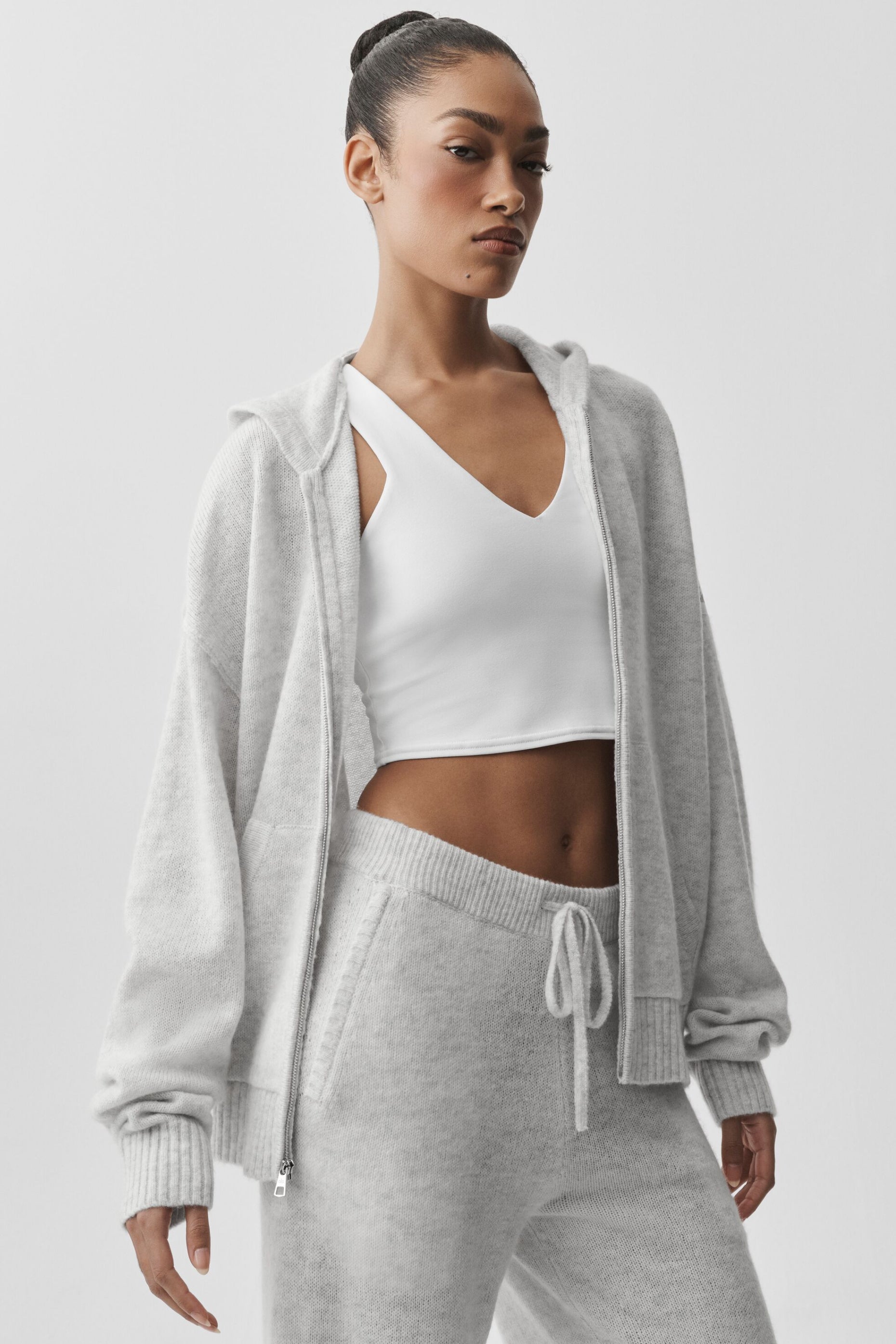 Wool Cashmere New Class Full Zip Hoodie - White Heather image 1