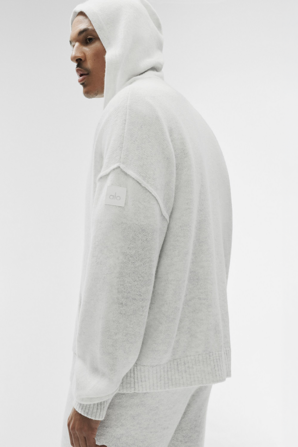 Wool Cashmere New Class Full Zip Hoodie - White Heather image 2