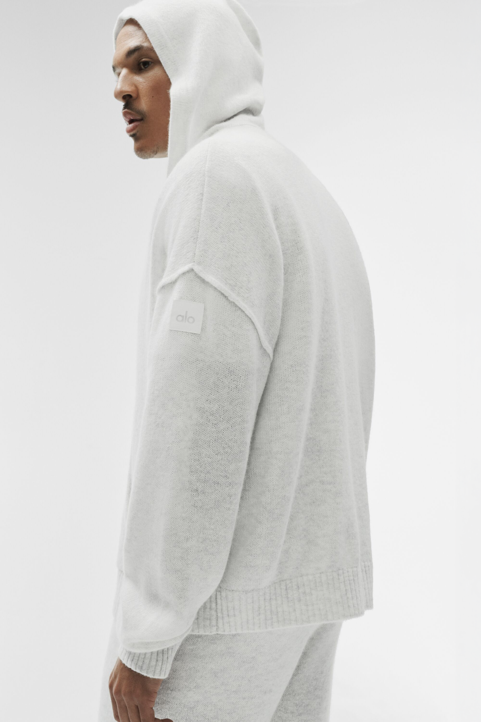 Wool Cashmere New Class Full Zip Hoodie - White Heather image 2