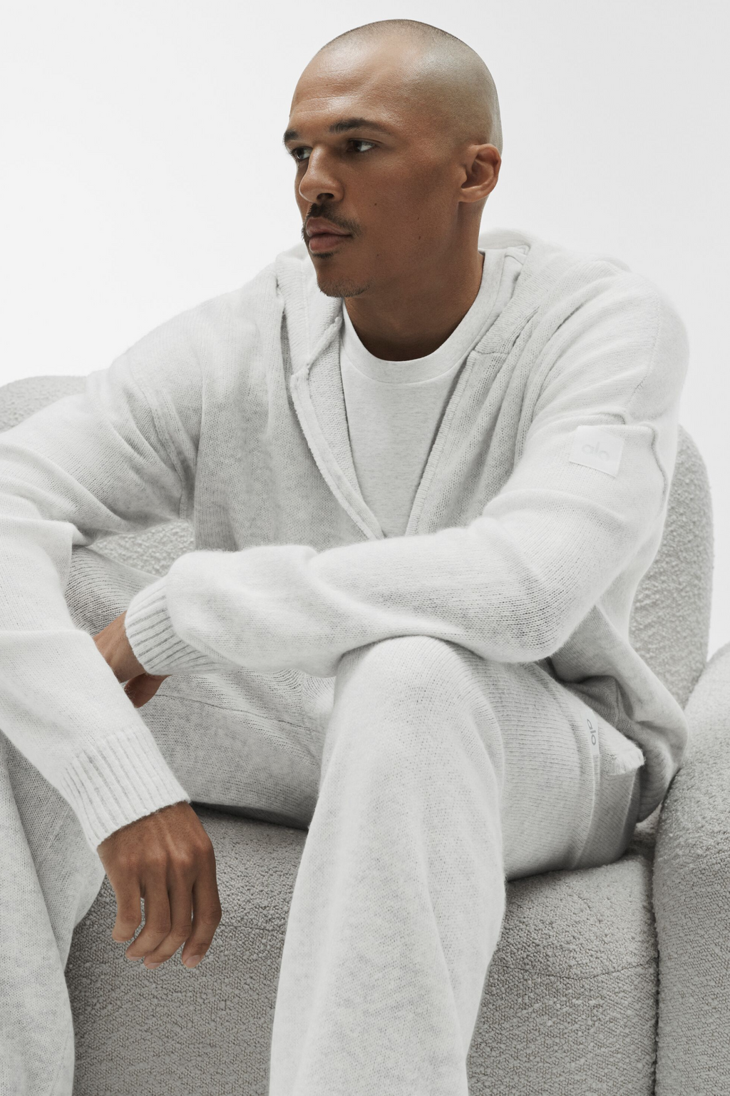 Wool Cashmere New Class Full Zip Hoodie - White Heather image 4