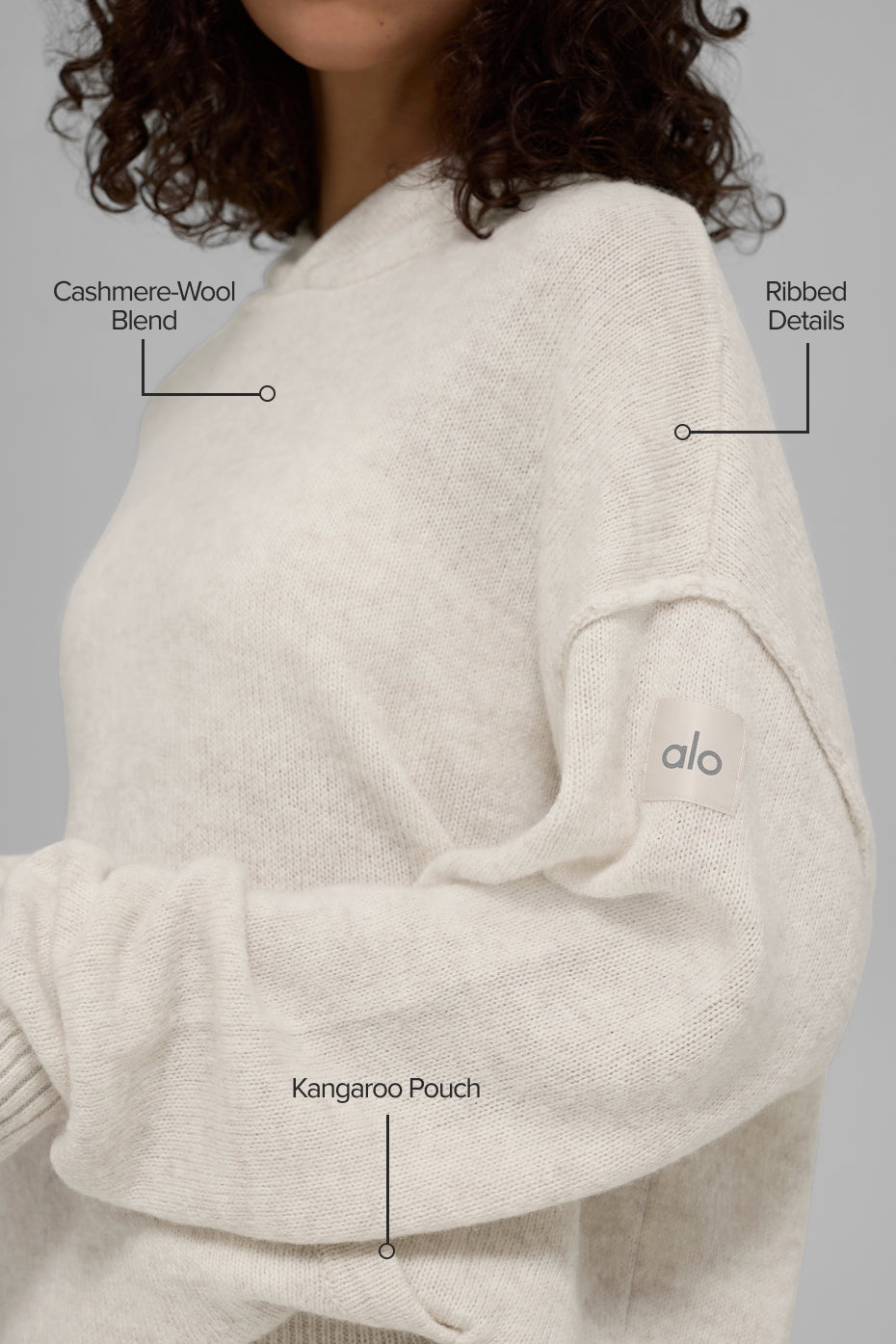 Wool Cashmere New Class Hoodie - Bone Heather image 2