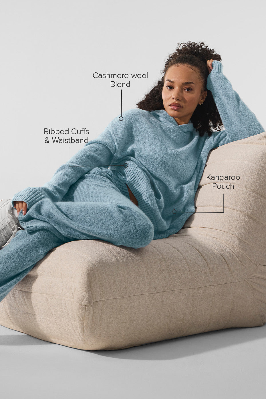 Wool Cashmere New Class Hoodie - Celestial Blue Granite Heather image 2