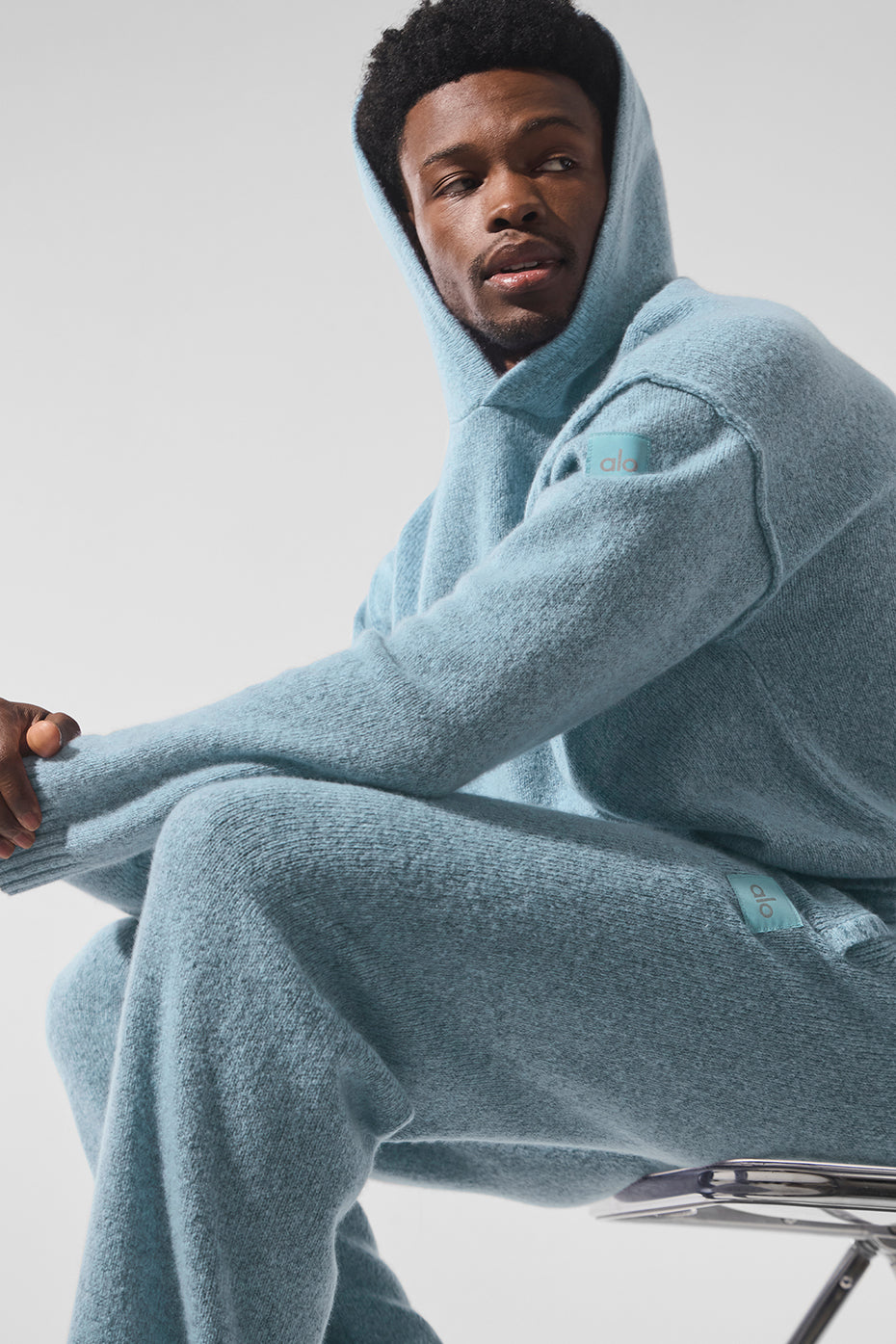Wool Cashmere New Class Hoodie - Celestial Blue Granite Heather image 4