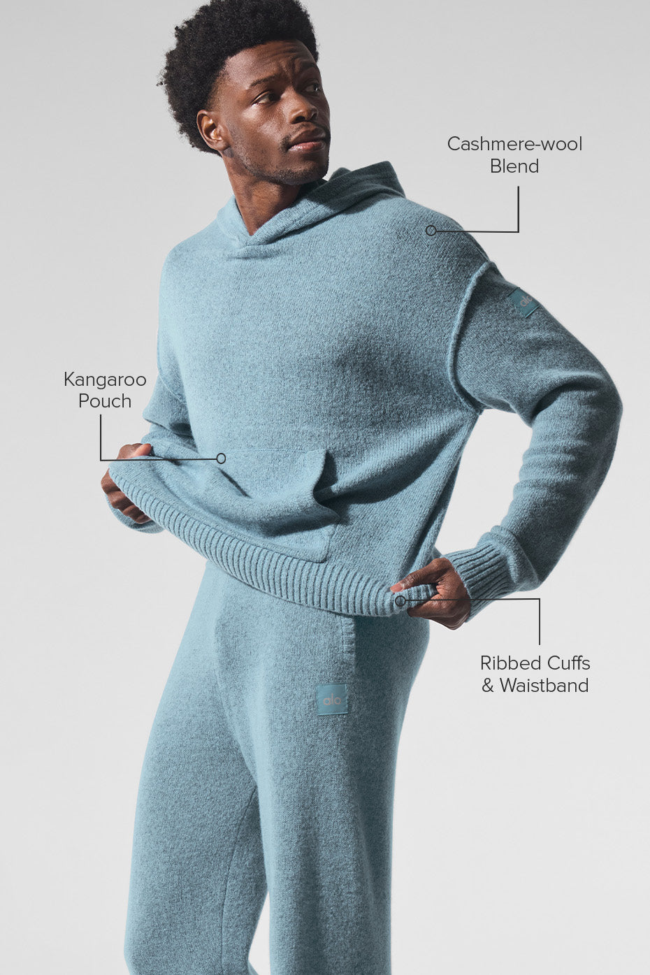 Wool Cashmere New Class Hoodie - Celestial Blue Granite Heather image 2