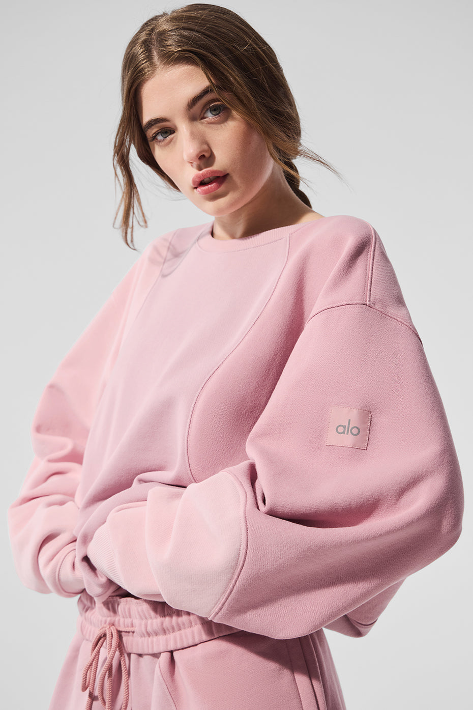 Make Waves Crew Neck Pullover - Sunset Pink Tonal image 3
