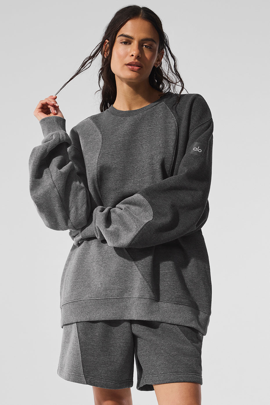 Make Waves Crew Neck Pullover - Dark Heather Grey Tonal image 1