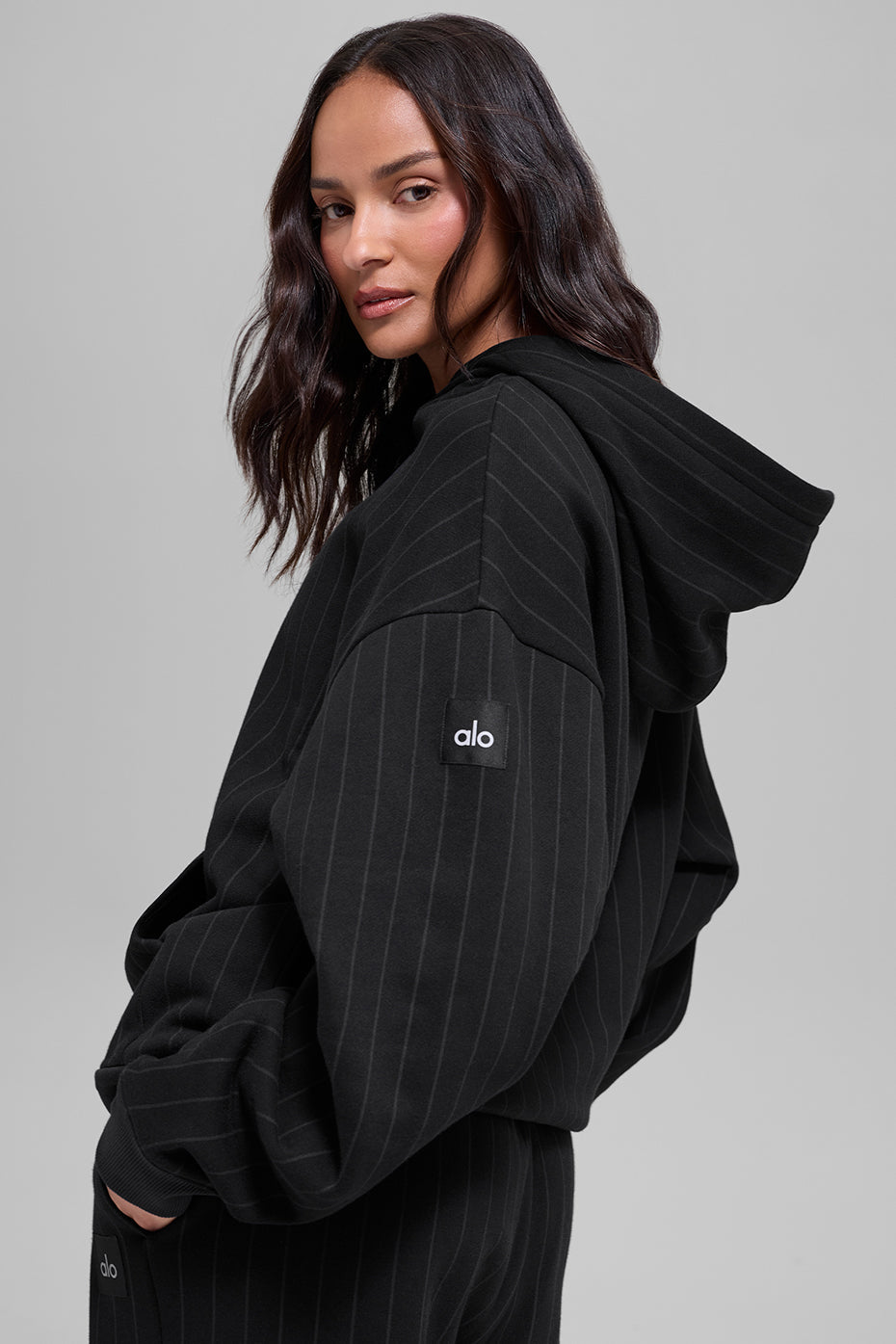 Pinstripe Hoodie - Black Pinstripe image 3