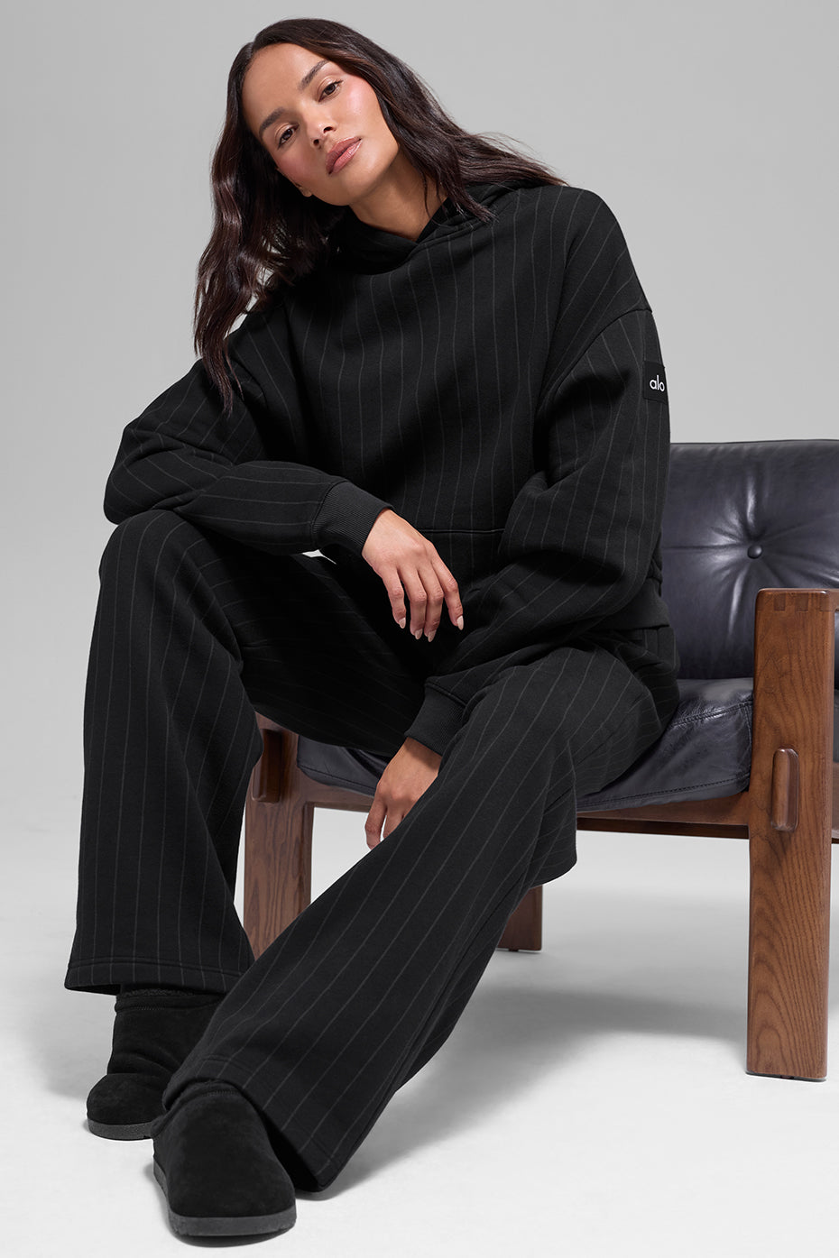 Pinstripe Hoodie - Black Pinstripe image 4
