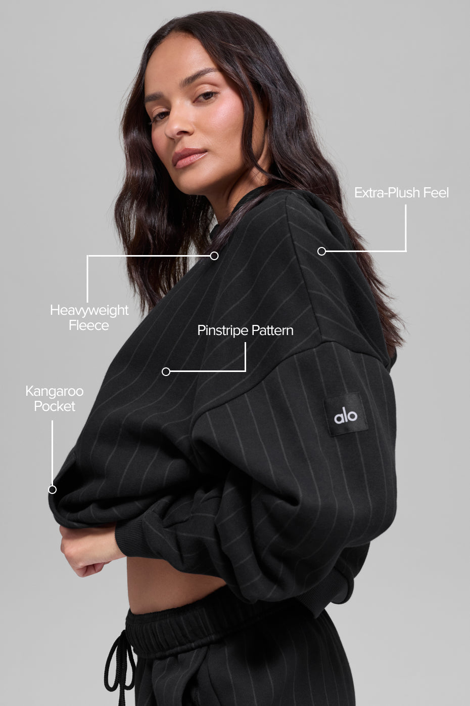 Pinstripe Hoodie - Black Pinstripe image 2