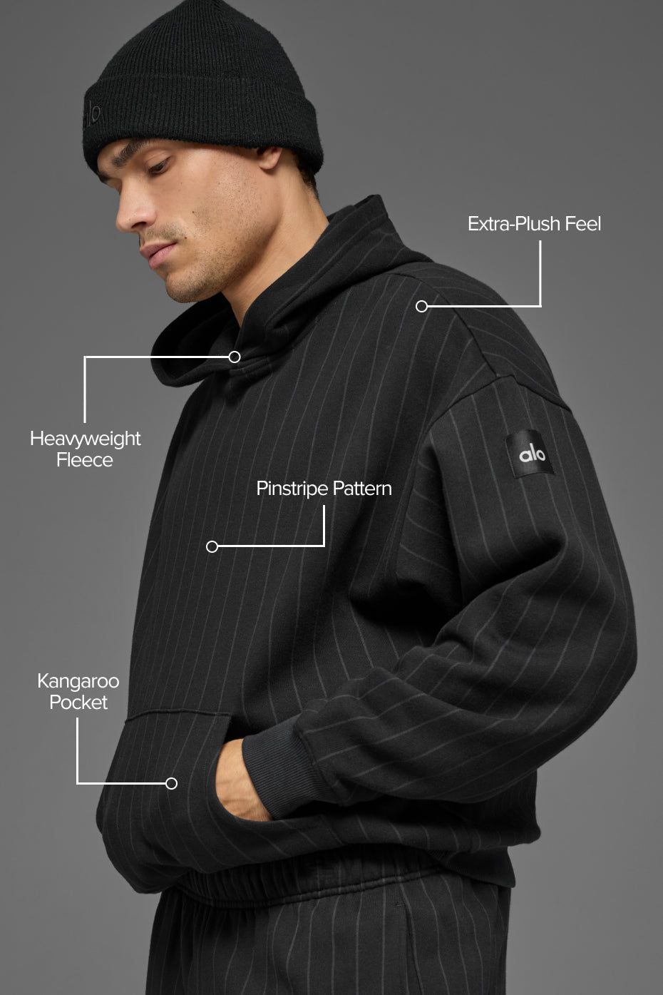 Pinstripe Hoodie - Black Pinstripe image 2