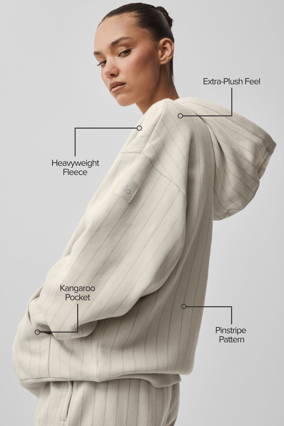 Pinstripe Hoodie - Bone Pinstripe image 2