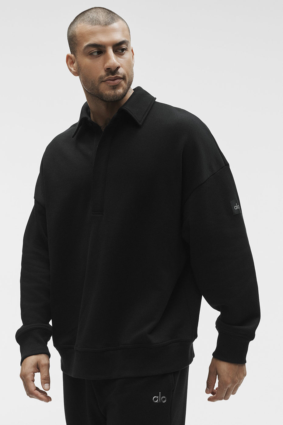 Take It Easy Long Sleeve Henley Pullover - Black image 1