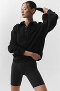 Take It Easy Long Sleeve Henley Pullover - Black image 1