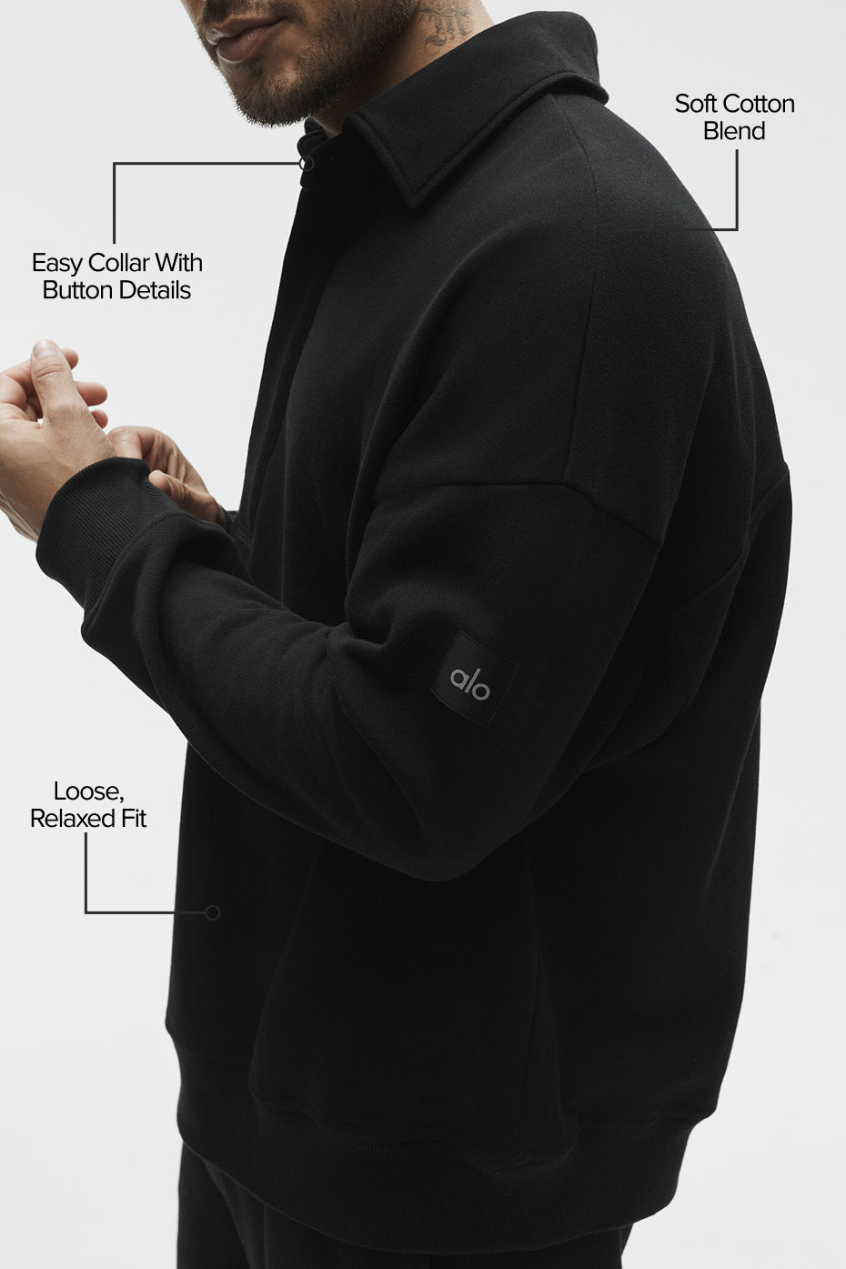 Take It Easy Long Sleeve Henley Pullover - Black image 2