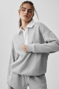 Take It Easy Long Sleeve Henley Pullover - Athletic Heather Grey/White image 1