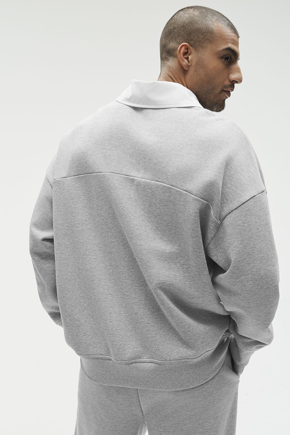 Take It Easy Long Sleeve Henley Pullover - Athletic Heather Grey/White image 4