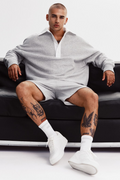 Take It Easy Long Sleeve Henley Pullover - Athletic Heather Grey/White image 1