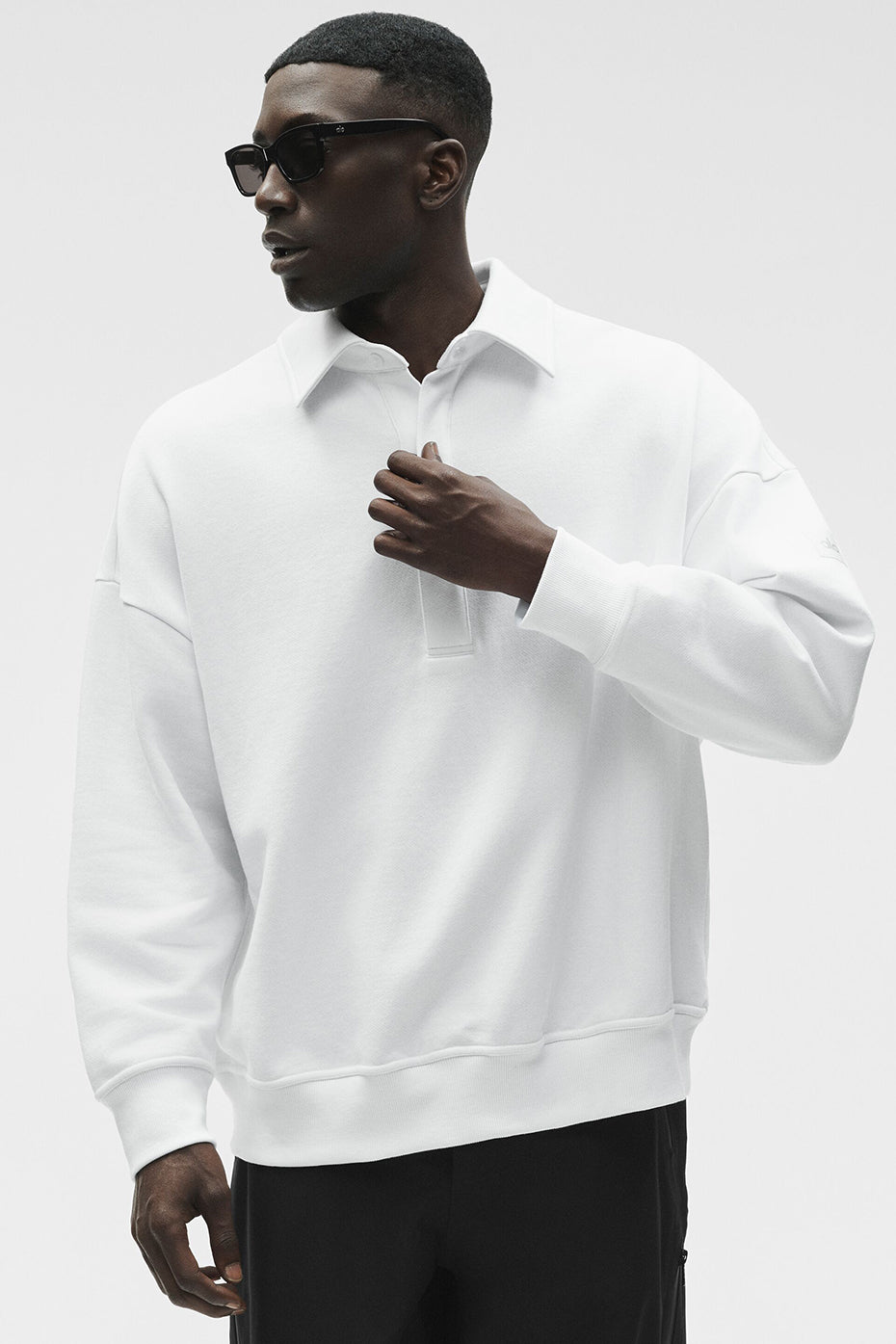 Take It Easy Long Sleeve Henley Pullover - White image 1