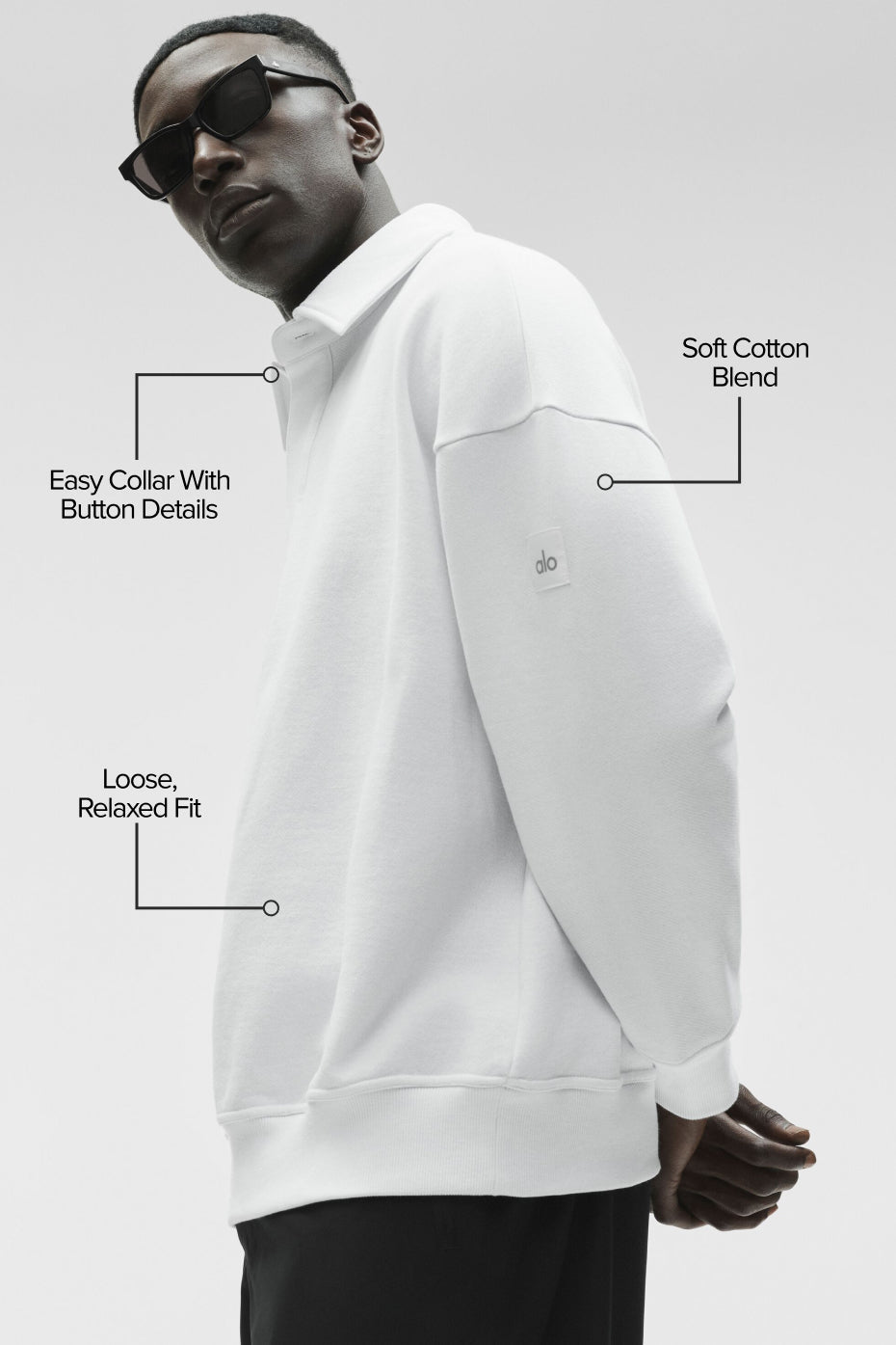 Take It Easy Long Sleeve Henley Pullover - White image 2