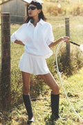 Take It Easy Long Sleeve Henley Pullover - White image 1