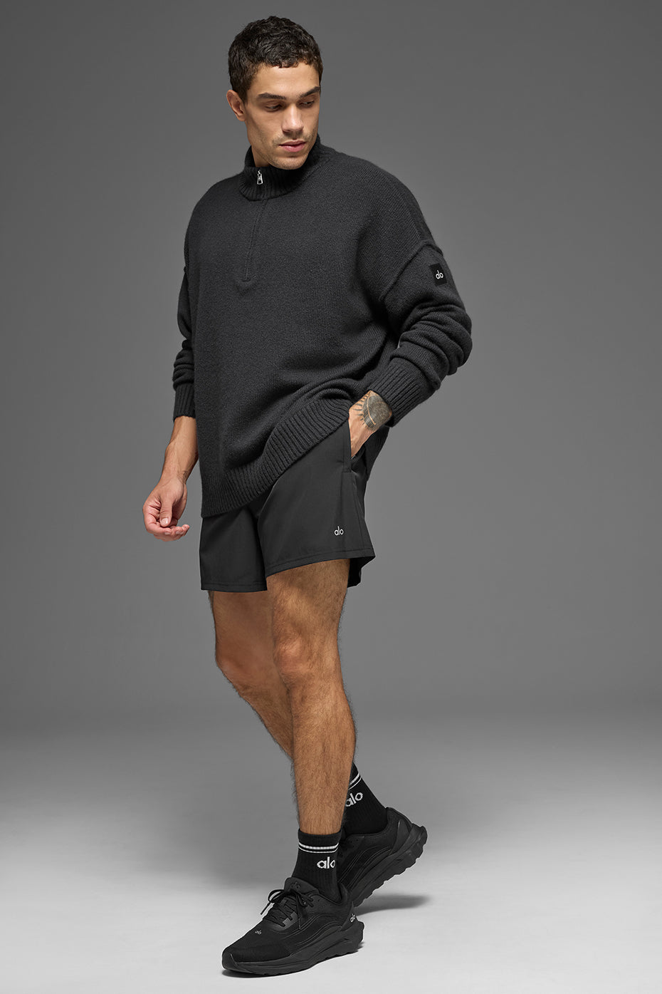 Wool Cashmere New Class 1/4 Zip Pullover - Black image 5