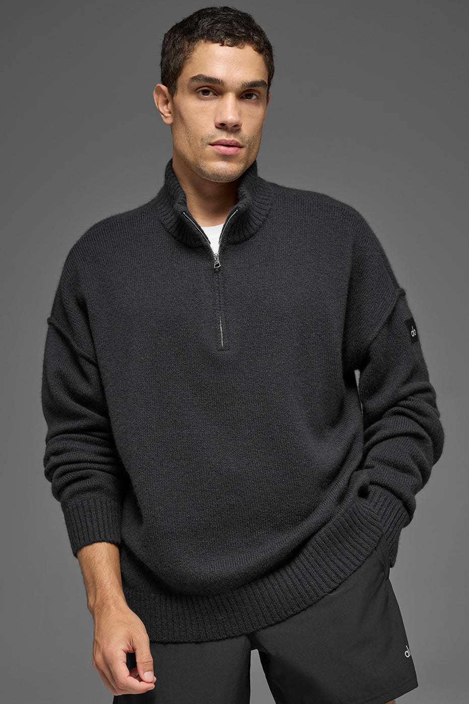 Wool Cashmere New Class 1/4 Zip Pullover - Black image 1
