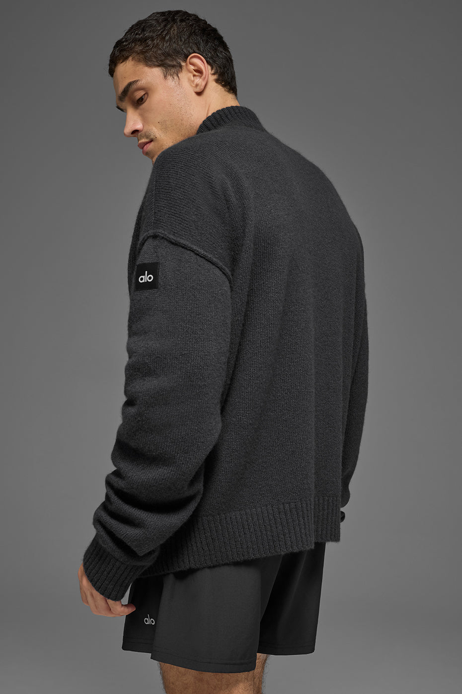 Wool Cashmere New Class 1/4 Zip Pullover - Black image 3